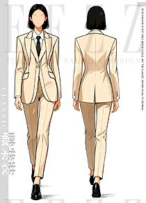 燕麥奶色原創(chuàng)定制女式春秋三件套西裝設(shè)計(jì)圖