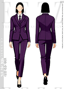 通勤路上的優(yōu)雅鎧甲｜原創(chuàng)定制茄紫色春秋款女西裝手繪作品圖