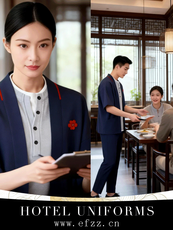 民俗風(fēng)餐飲酒樓男女服務(wù)員工作服定制設(shè)計(jì)系列方案