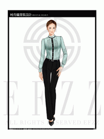 女時(shí)尚職業(yè)裝長袖襯衫設(shè)計(jì)圖224