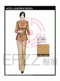 酒店中餐服務(wù)員制服效果圖1166