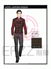 酒店中餐服務(wù)員制服效果圖1180