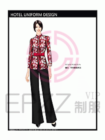 酒店中餐服務員制服設計效果圖1198