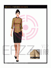 中餐服務(wù)員酒店制服設(shè)計(jì)圖1302